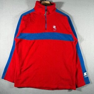 Vintage‎ 90s Starter Ole Miss Quarter Zip Fleece Pullover Sweatshirt College M